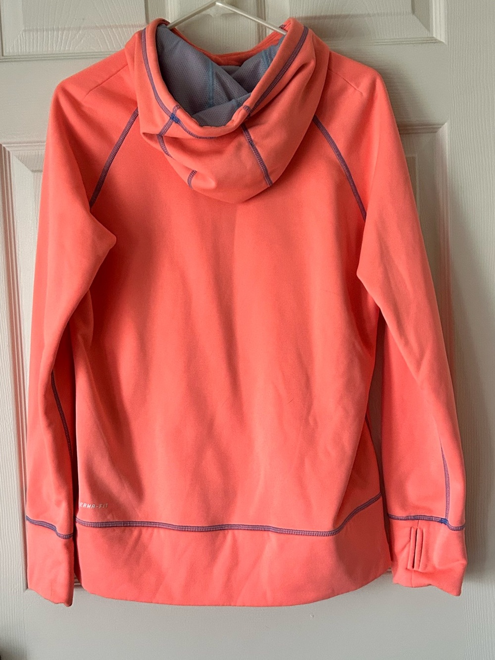 Nike Therma-FIT Coral Hoodie Blue Trim Thumbholes - Women's Size Large - Picture 3 of 15